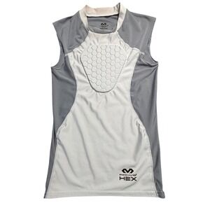 McDavid HEX Padded Compression Shirt Youth Small Grey White Sternum Guard Pad